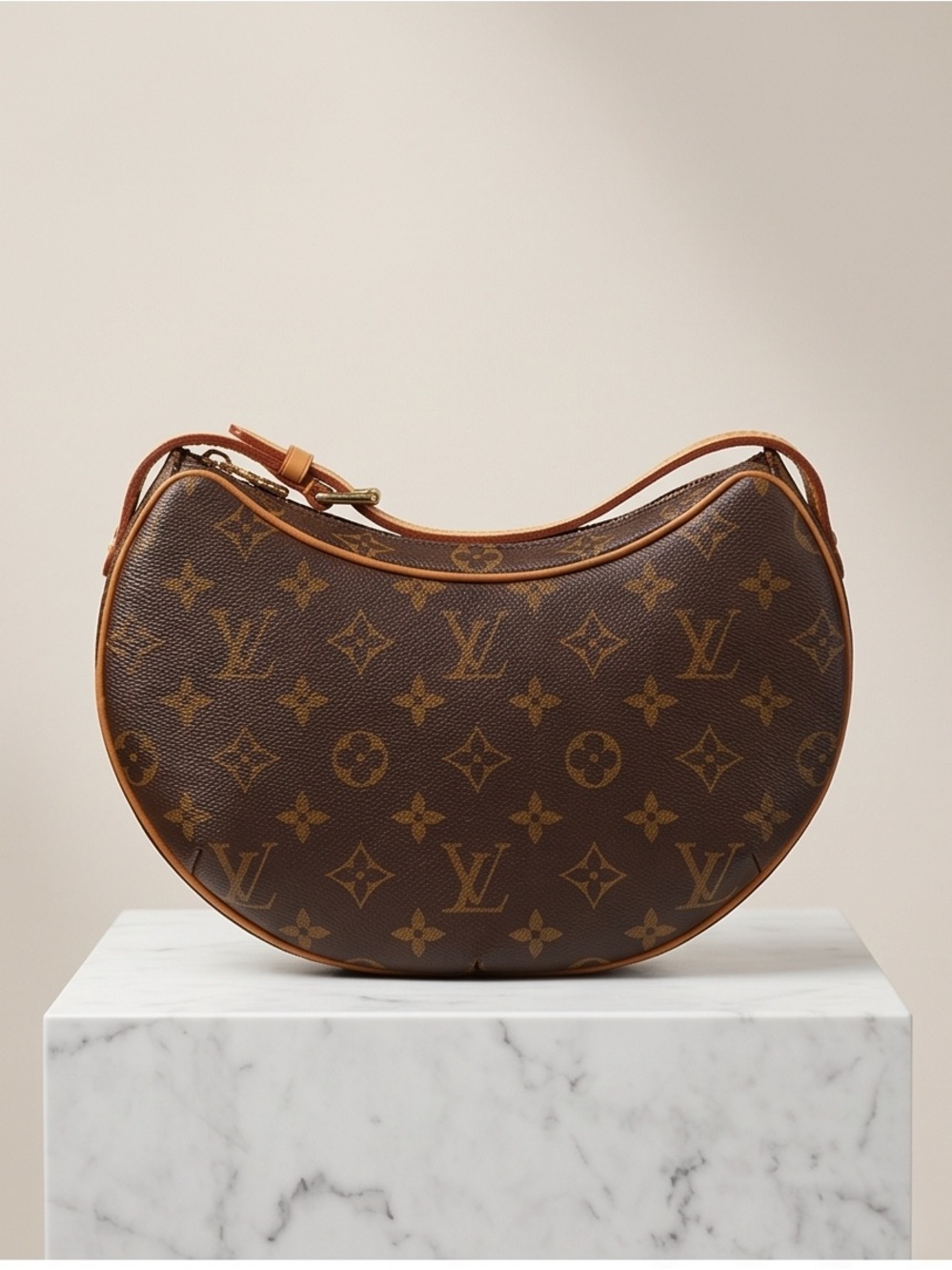 Authentic Louis Vuitton Monogram Crescent Shoulder Bag - Brown & Tan